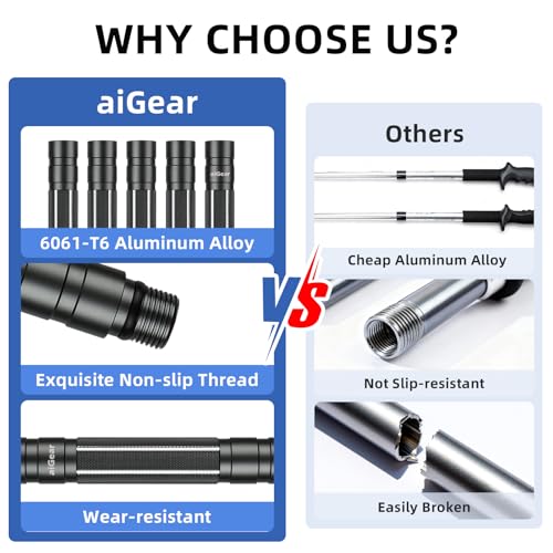 aiGear G2 Tactical Stick Hiking Walking Staff - Trekking Poles Outdoor Adjustable Hiking Stick for Camping Hiking 5/8 Tub...