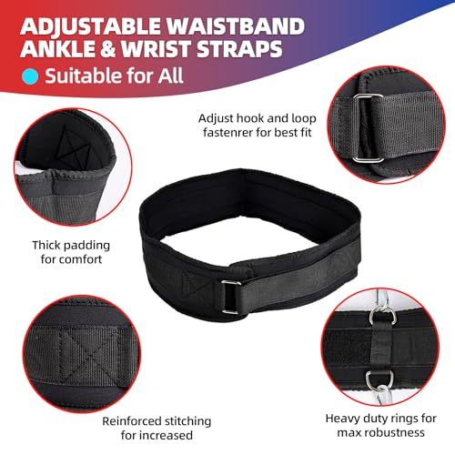Boxing Resistance Bands Set for Boxing MMA Martial Arts Training Equipment, 150lbs Exercise Bands with Cuffs & Belt, Worko...