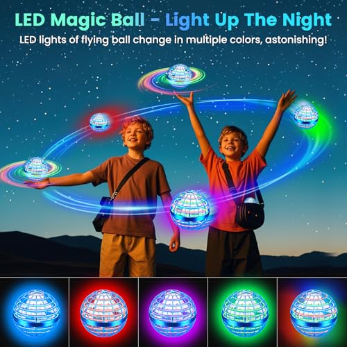 NWLAEWR Flying Orb Ball Toy, 2026 Upgrade Hand Controlled Hover Ball with LED Lights, 360° Rotating Boomerang Globe Cool M...