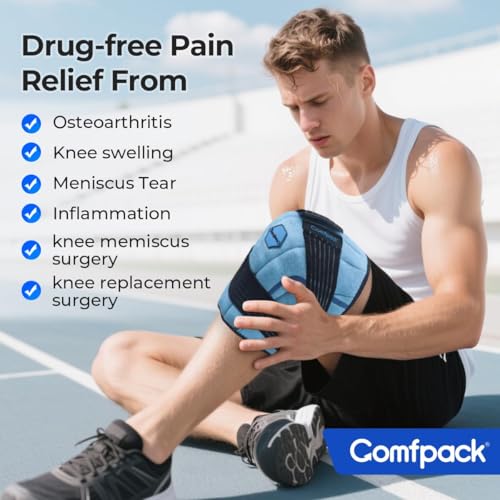 Comfpack Knee Ice Pack Wrap, 2 Hours Long Lasting Coldness Ice & Compression Therapy Flexible Ice Pack for Knee Replacemen...