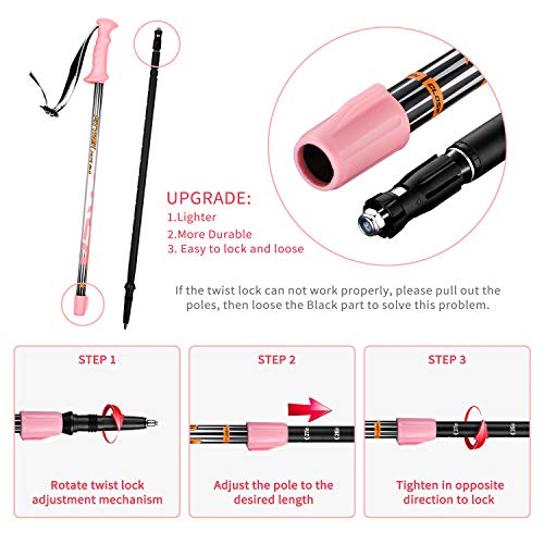 FitTrek Hiking Poles for Kids - Ultralight Nordic Walking Sticks - Telescopic Child Trekking Poles Collapsible 2 Pack