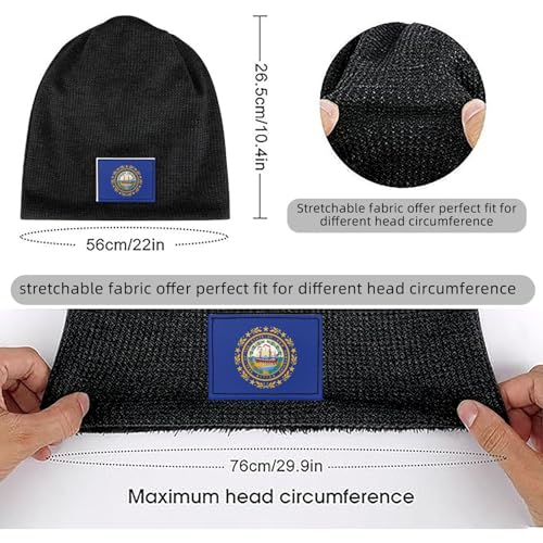 YANYU New Hampshire State Flag Print Lightweight Waffle Pullover Hat Men Women Winter Headwear Outdoor Camping Travel