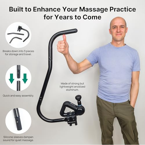 Ninefold Design BackBadger Percussive Massage Gun Holder for Back, Compatible with Most Massage Guns, for Hard to Reach Ar...