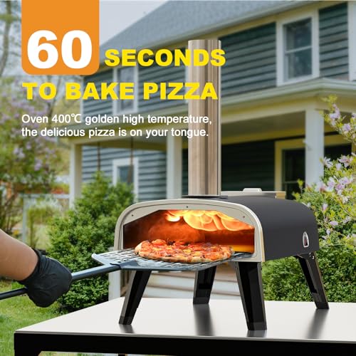 aidpiza Pizza Oven Outdoor 12" Wood Fired Pizza Ovens Pellet Pizza Stove for outside, Portable Stainless Steel Pizza Oven ...