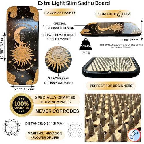 TENGRY Sadhu Board, Specially Crafted Aluminum & Copper Nails, Light Nail Board, 0.31 IN (8 mm), Beginners, Hexagon, Slim ...