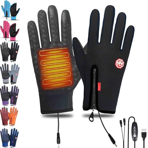 Heated Gloves,Sport Gloves W/USB 3Level Heating,Touchscreen/Waterproof,Windproof Thermal Non-Slip Heated Winter Gloves for...