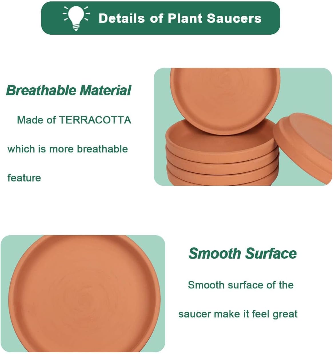 vensovo 6 Inch Terracotta Plant Saucer Pots Tray - 6 Pcs Round Planter Saucers for Indoor & Outdoor Plants, Small Clay Trays Perfect for 5 Inch 5.5 Inch 6 Inch Flower Pot