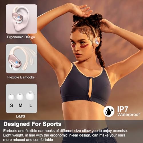 Wireless Earbud, 75H Bluetooth 5.4 Headphones Sport IP7 Waterproof, Running Wireless Earphones with ENC Noise Canceling Mi...