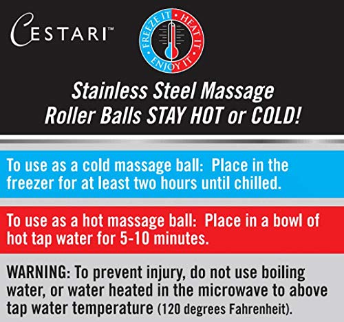 Massage Roller Ball - Stainless Steel Gel Balls for Heat + Ice Therapy - Back, Shoulder, Calf, Foot Massager with Heat or ...