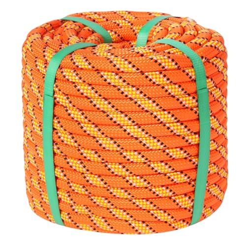 Arborist Rope Climbing Rope Swing for Tree(1/2in x 100ft) Logging Rope 48 Strands for Pull, Swing, Knot (Orange)