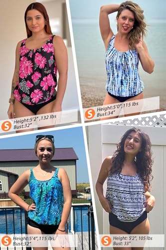 Yonique Blouson Tankini Swimsuits for Women Loose Fit Modest Two Piece Bathing Suits