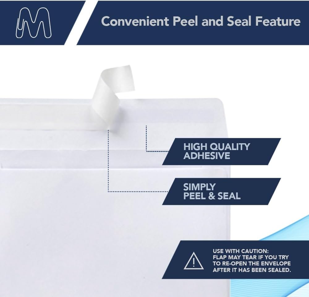 MOS A9 White Envelopes 5.75 x 8.75 Inch 500 Pack — Self-Seal Heavyweight Invitation Envelopes for Greeting Cards, Card Making, RSVP, Wedding Invitations, Business Mailings