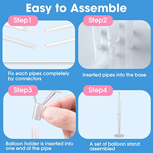 Voircoloria 4 Sets Balloon Stand Kits, Balloon Sticks Holder with Base for Table Graduation Birthday Baby Shower Gender Re...