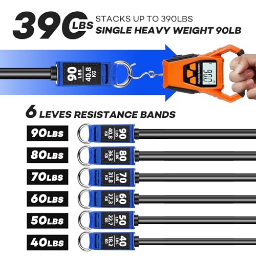 Resistance Bands, 390 LBS Heavy Duty Exercise Bands for Working Out, Workout Bands with Handles, Stretch Band for Men, Fit...