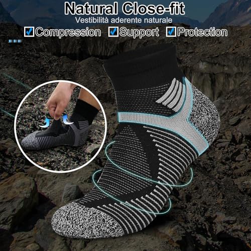 HIKERHEAVENLAR Compression Quarter Hiking Sports Socks Men Women Walking Running Cycling Socks Cushion Fast-drying Breathable