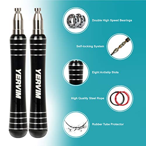 Speed Jump Rope - YERVIM Fast Skipping Ropes for Aerobic Exercise, Fitness, Losing Weight, Endurance Workout of Boxing, MM...