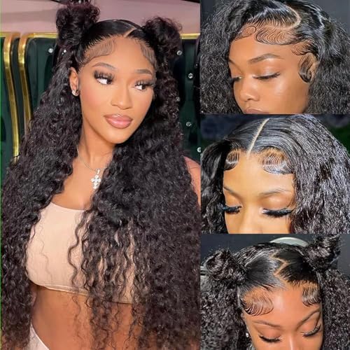 5x5 HD Lace Closure Wigs Human Hair 5x5 Water Wave Closure Wigs 180% Density Deep Curly Closure Wig Wet and Wavy Water Wave Lace