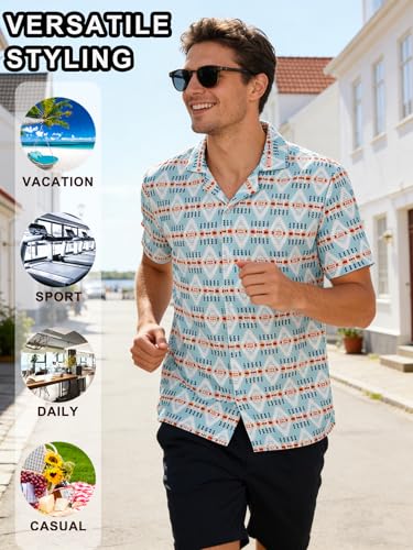 Men's Casual Short Sleeve Shirt, Lightweight Floral Print, Travel & Sport, Breathable Daily Wear, Versatile