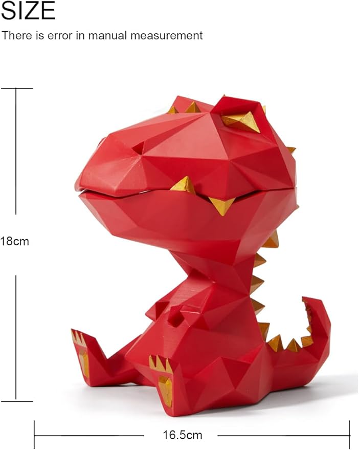 HAUCOZE Dinosaur Statue Candy Dish Key Bowl Dino Gifts Sculpture Modern Home Decor Accessories Pop Arts Polyresin Cookie Jar Red 7.5 inch