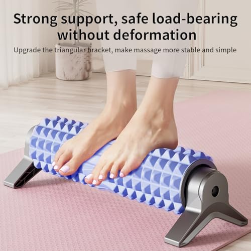 New Upgrade Bracket Foam Roller with Stand for Back Leg Pain, 21 Inch Firm Deep Tissue Muscle Massager for Sore Muscles (B...