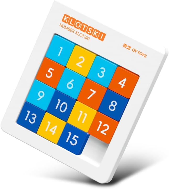 LiangCuber QY Toys Macaron Color 4x4 Klotski Puzzle Magnetic Sliding Number Puzzle,15-Digit Version ABS Brain Teasers Toy Tangram Jigsaw Intelligence (2024 Edition)