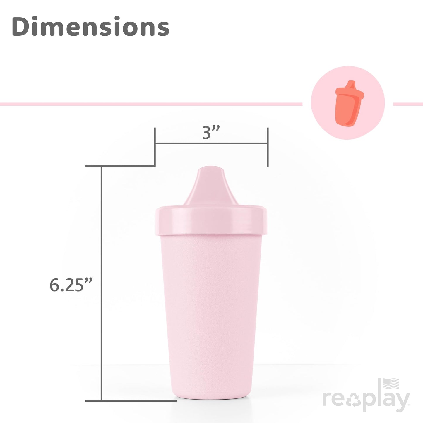 Re-Play Sippy Cups for Toddlers - 10 Oz. Reusable Spill Proof Cups for Kids, Dishwasher/Microwave Safe - Made in USA - Set of 4-3.13" x 6.25" - Desert Roses