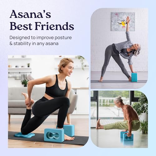 Deep-Zen® Yoga Blocks Wrist Support; Yoga Blocks 2 Pack with Knee Pads and Strap to Put Less Weight on Wrists; Durable, Ve...