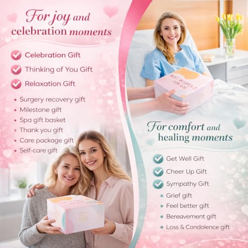 Get Well Soon Care Package for Women, 12 Pcs Deluxe Self-Care Gift Box with Cyan Cozy Blanket, Tumbler, Candle & Spa Feel ...
