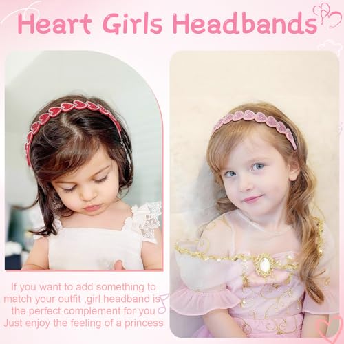 OAOLEER 3 PCS Heart Headbands for Girls,Red Pink White Rhinestone Headband Glitter Love Hairbands Party Wedding Valentines...