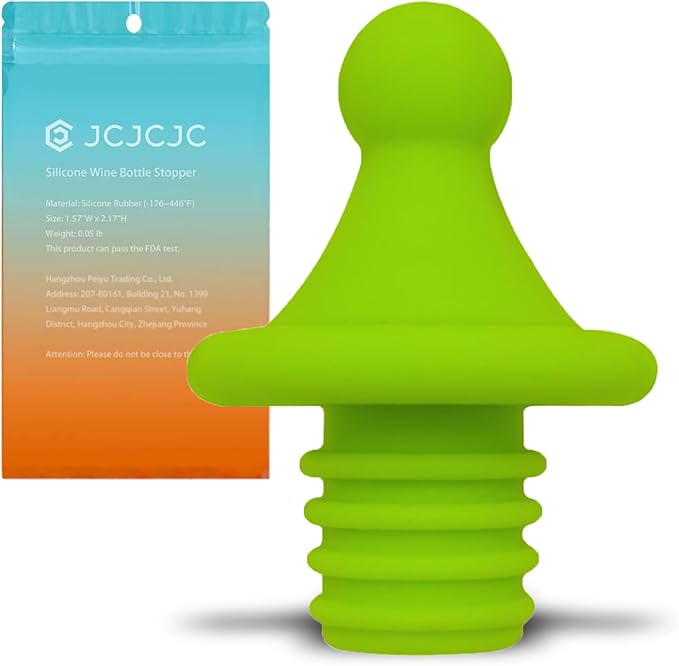 Silicone "Hat" Wine Stopper for Wine Bottles, Tight Bottle Sealer to Keep Wine Fresh, Cute Fun Stoppers for Wine Lovers - Standard Bottles Are Applicable, 1.57 * 2.17in (Green)
