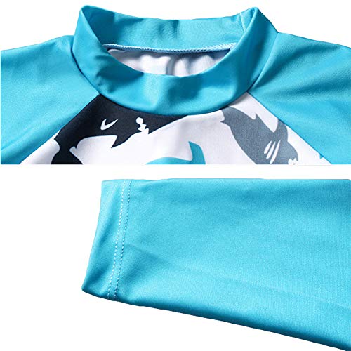 Digirlsor Kids Boys Two Piece Rash Guard Swimsuit Bathing Suit Long Sleeve Sunsuit Swimwear Set with Cap 2-10 Years