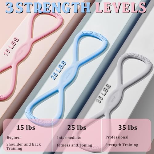 3PCS Figure 8 Resistance Bands for Women Men, Figure 8 Fitness Resistance Band, Resistance Bands with Handles, Exercise Eq...