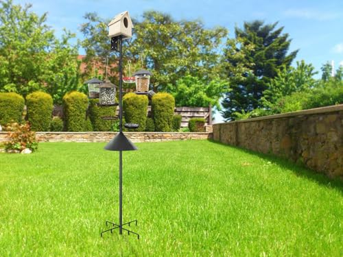 eWonLife 92 Inch Squirrel Proof Bird Feeder Pole with 9 Prongs Base, 1 Inch Dia Smart Bird Feeder Pole for Outdoors Heavy ...