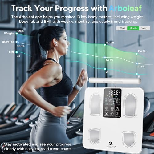 arboleaf Scale for Body Weight, Smart Scale with BMI, Body Fat, Muscle Mass, Upgrade 50+ Metrics Full Body Composition Ana...
