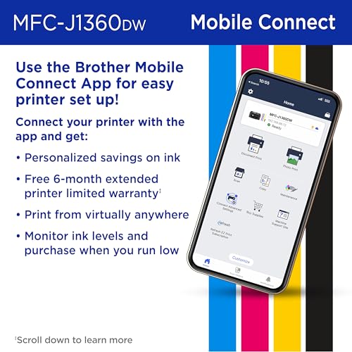Brother Work Smart 1360 Wireless Color Inkjet All-in-One Printer with Automatic Duplex Printing and 1.8” Color Display | I...