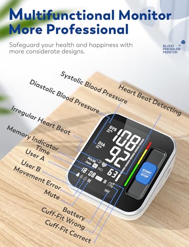Blood Pressure Monitors for Home Use Upper Arm, Accurate Cuff 8.7”-15.7” Monitor with Large Backlight Display 2 Users 240 ...