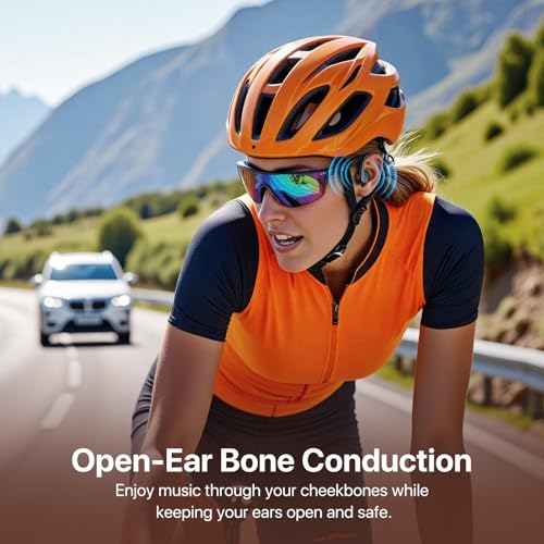 CPTEA Bone Conduction Headphones, Open Ear, Bluetooth V6.0, IPX5, Sweat Resistant,10Hrs Playtime, Comfortable Fit Sports W...