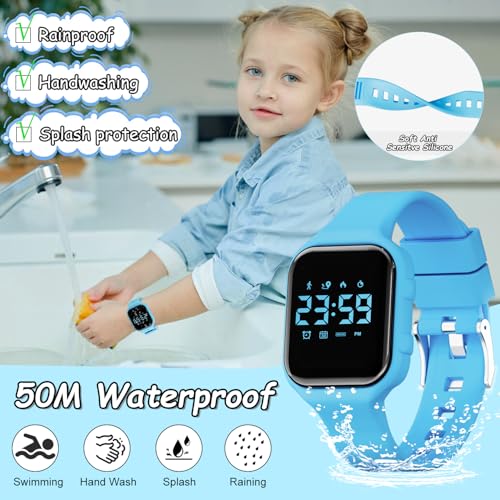 GOLDEN HOUR Kids Digital Sport Watches with Fitness Tracker, Alarm Clock, Stopwatch, No App Waterproof Birthday Gifts for ...