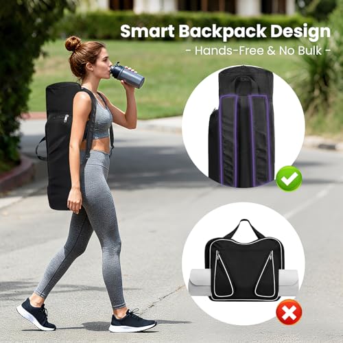 Voolra Yoga Mat Bag Backpack for Women and Men with Multi-Pockets for Mats Blocks and Accessories, Waterproof Yoga Mat Car...