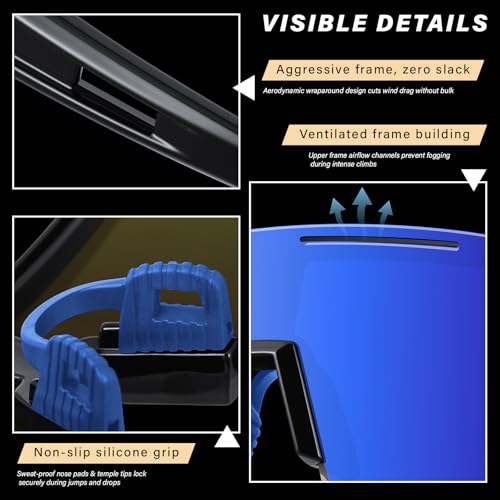 DioKiw 4PACK Polarized Sport Sunglasses for Men UV Protection Cycling Fishing Sun Glasses Big Frame Mountain Bike Goggles