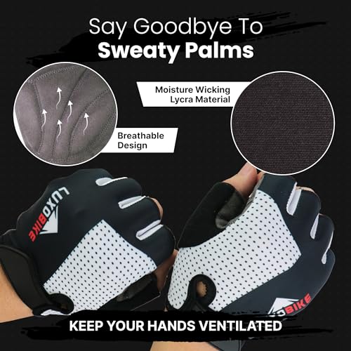 LuxoBike Bike Gloves for Men Cycling Biking Gloves Women - Padded Shock Absorbing Bicycle Riding, Anti-Slip Breahtable Hal...