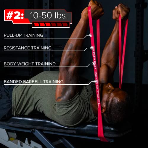 Serious Steel 41" Assisted Pull-up Band, Heavy Duty Resistance Band Sets, Stretching, Powerlifting, Resistance Training an...