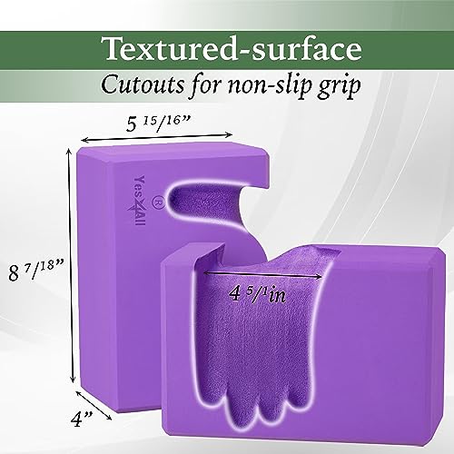 Yes4All Yoga Blocks 2 Pack Wrist Support, Comfort, and Grip Strength, Support for Balance Fitness and Exercise, EVA Foam B...