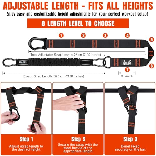 Pull Up Assistance Bands, 300lbs Heavy Duty Resistance Bands for Pull Ups with Adjustable Height, Fabric Feet Rest & Knee ...