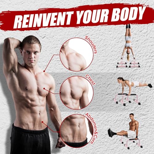 Push Up Bars: Sweat-resistant Parallettes Bar for Handstands L-sit & Dip, No Wobbling Strength Training Pushup Stands for ...