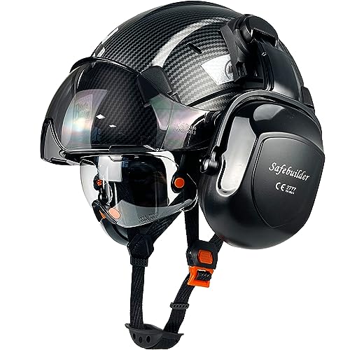 SAFEBUILDER Safety Helmet With Goggles Ear Muffs Work at Hight Carbon Fiber Abs Hard Hats For Industrial Construction Head...