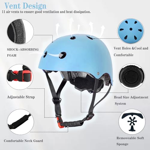 FOOKCIAN Kids Helmet,Toddler Skateboard Helmets for Ages 2-3-5-8-14 Years Boys Girls with Knee and Elbow Pads Wrist Guards...