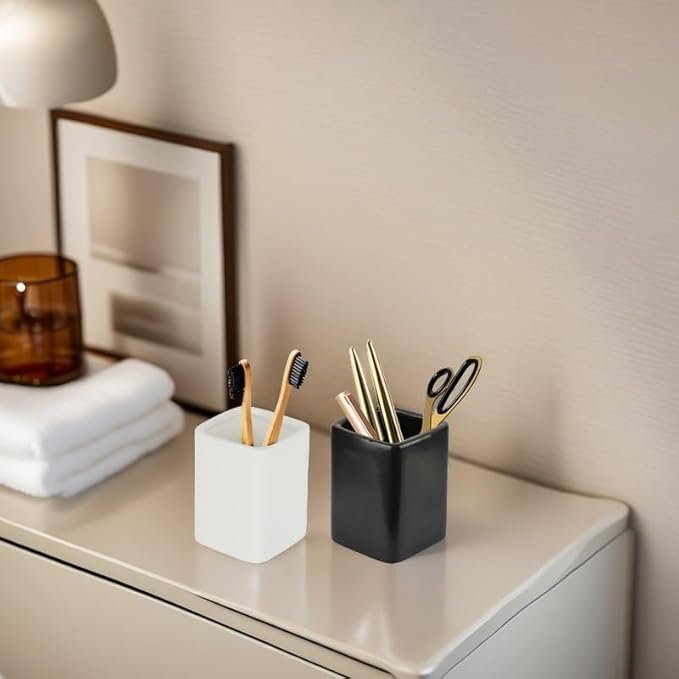 Toothbrush Holder for Bathroom Countertop Durable Sturdy Toothbrush Cup,Easy Cleaning Ceramic Multi Function Storage Cup