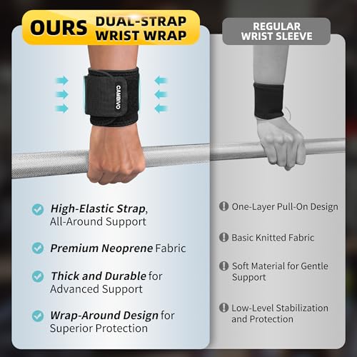 CAMBIVO Wrist Wraps for Men and Women 2 Pack, Adjustable Compression Wrist Brace for Carpal Tunnel, Wrist Support, Pain Re...