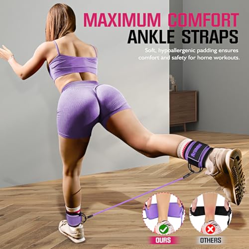 Ayombo Ankle Resistance Bands with Cuffs, Home Gym Workout Equipment, Lifting Glute Butt Exercise Equipment for Women, Ank...